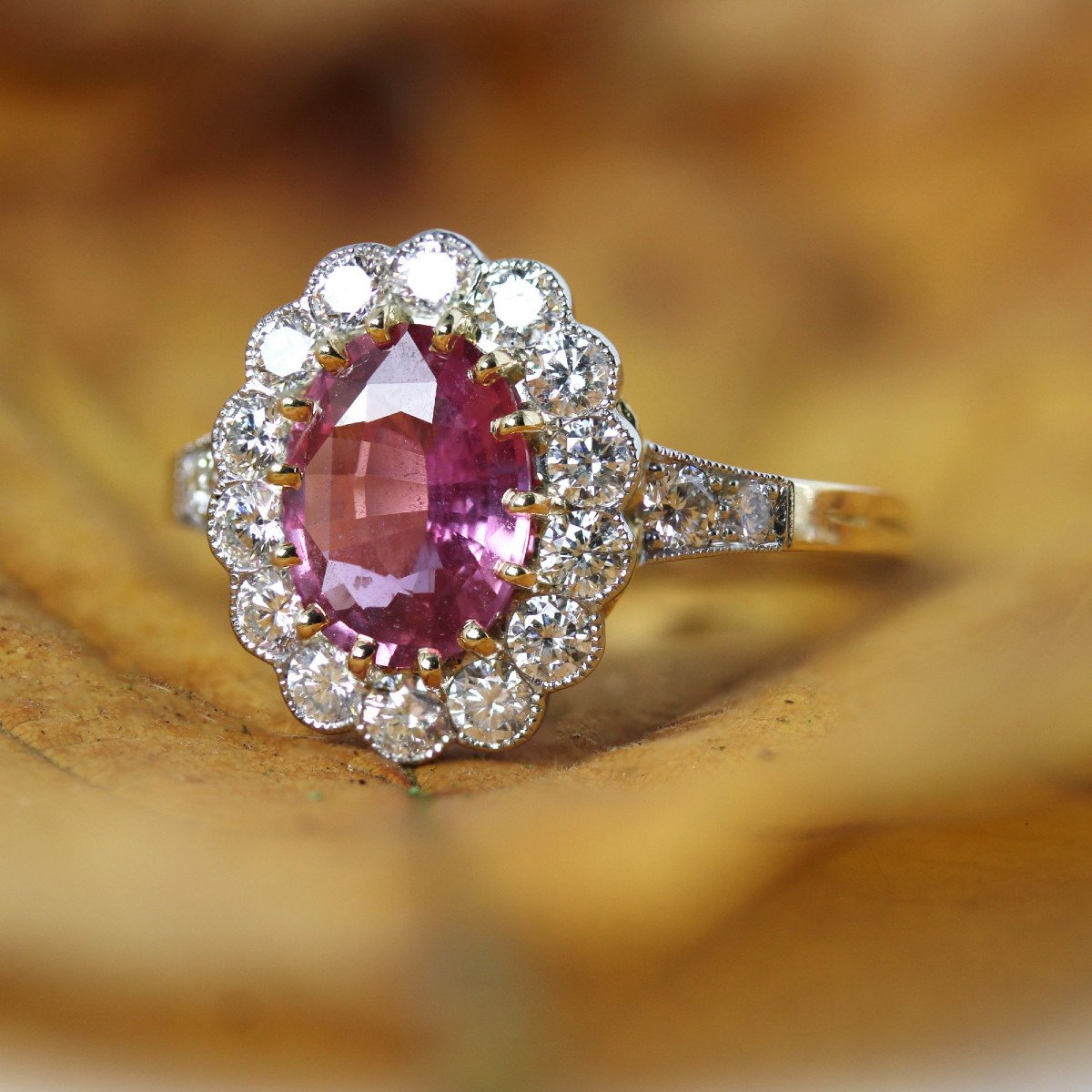 Pink Sapphire Diamond Daisy Ring-photo-5