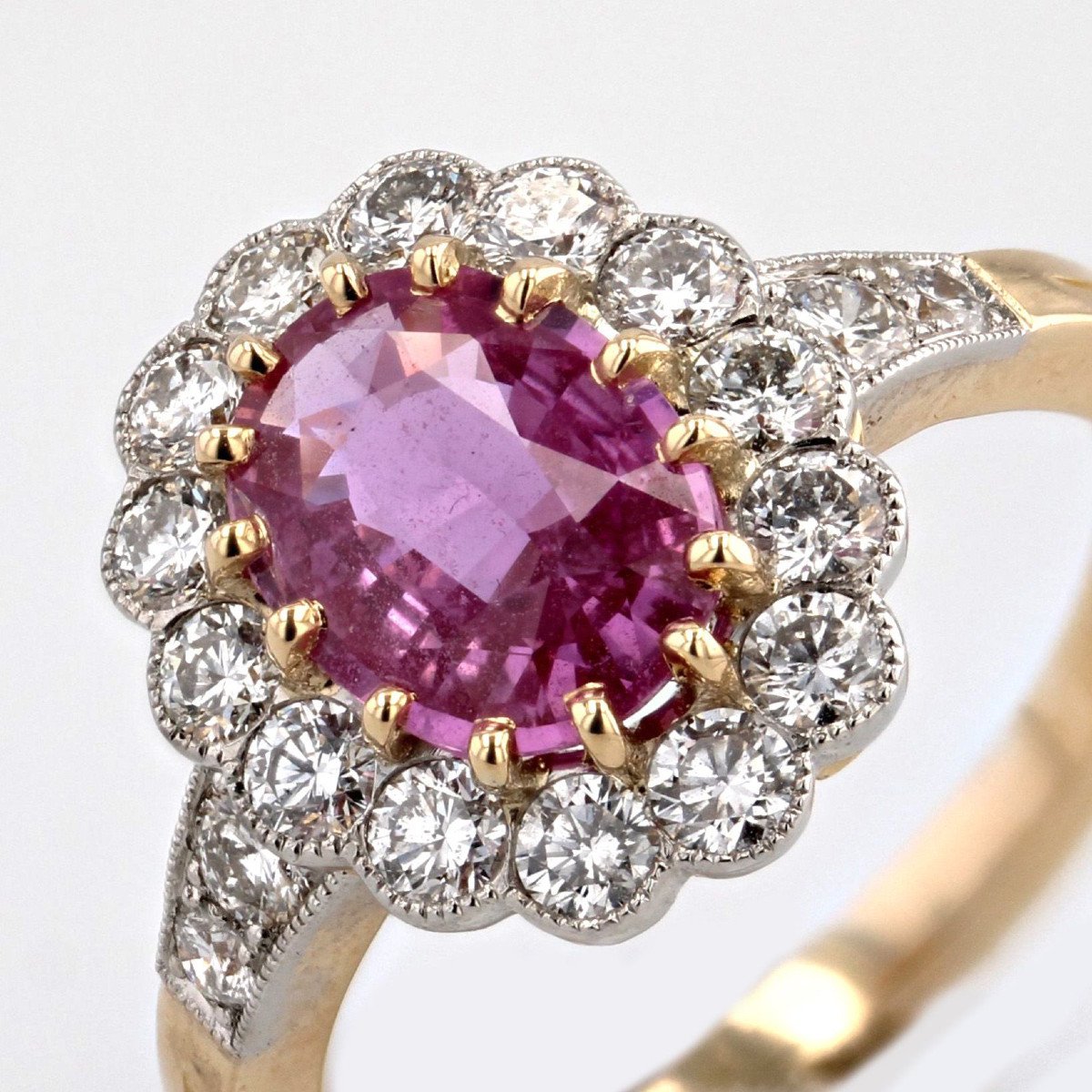 Pink Sapphire Diamond Daisy Ring-photo-6