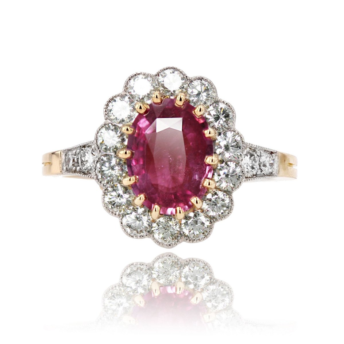 Pink Sapphire Diamond Daisy Ring