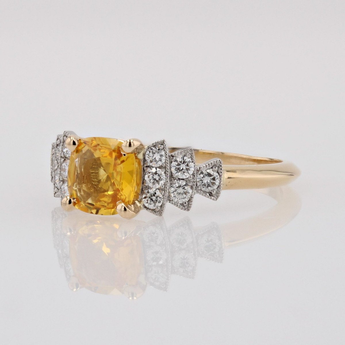 Art Deco Style Yellow Sapphire And Diamond Ring-photo-2