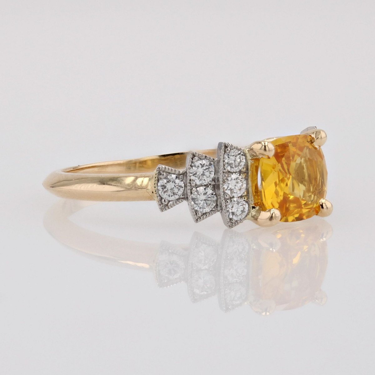 Art Deco Style Yellow Sapphire And Diamond Ring-photo-3