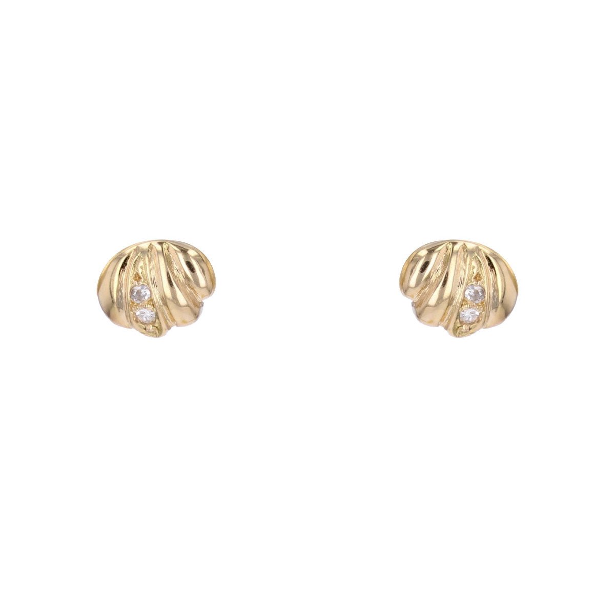 Yellow Gold Godronné Diamond Stud Earrings