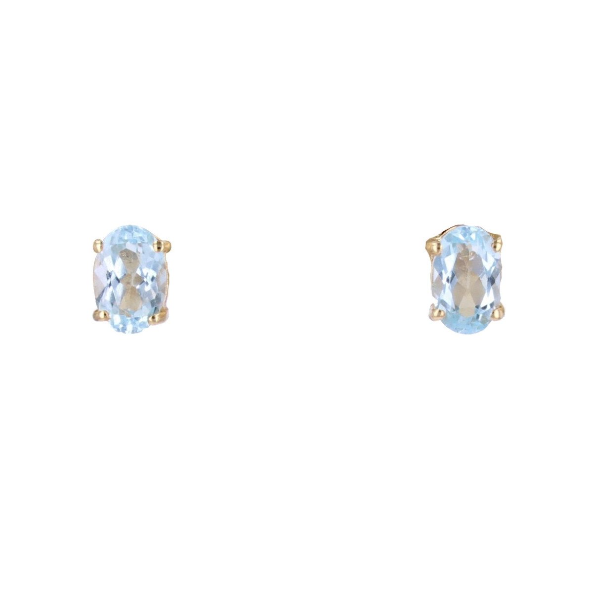 Yellow Gold Aquamarine Stud Earrings