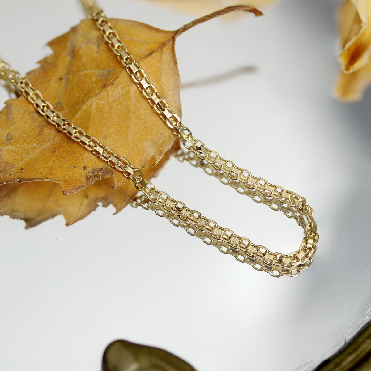 Yellow Gold Flat Mesh Chain-photo-3