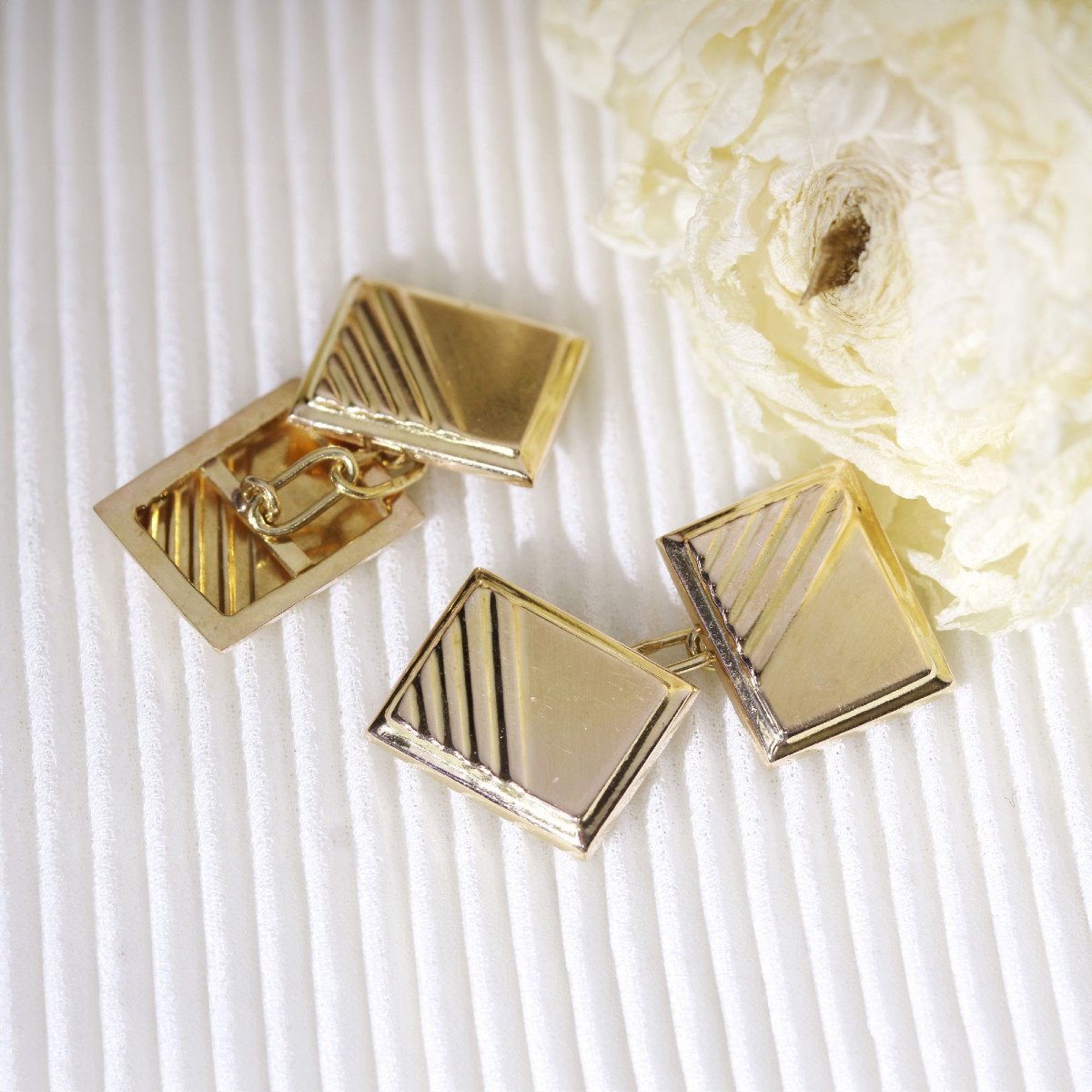 Rectangular Gold Cufflinks-photo-2