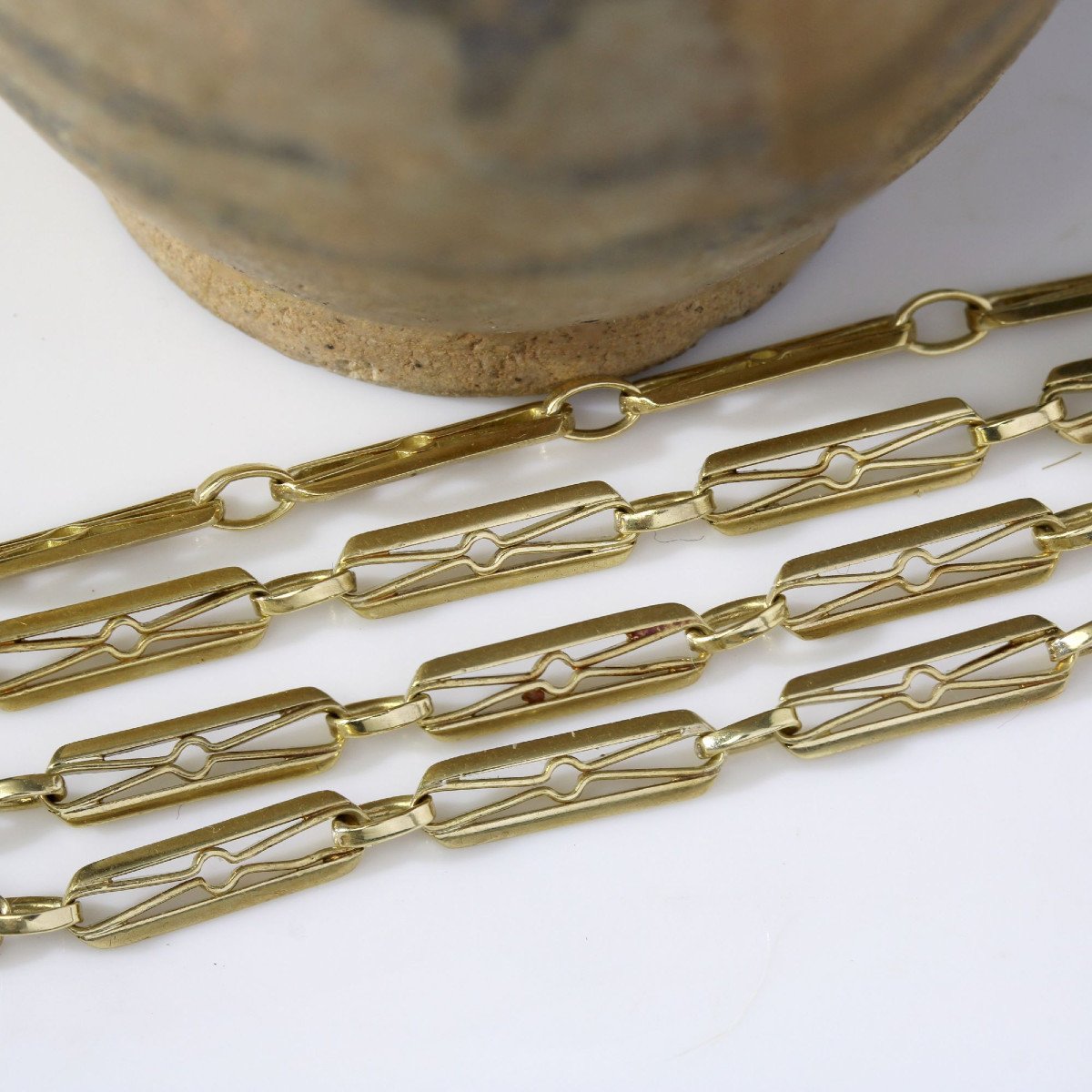 Yellow Gold Watch Chain Choker-photo-3