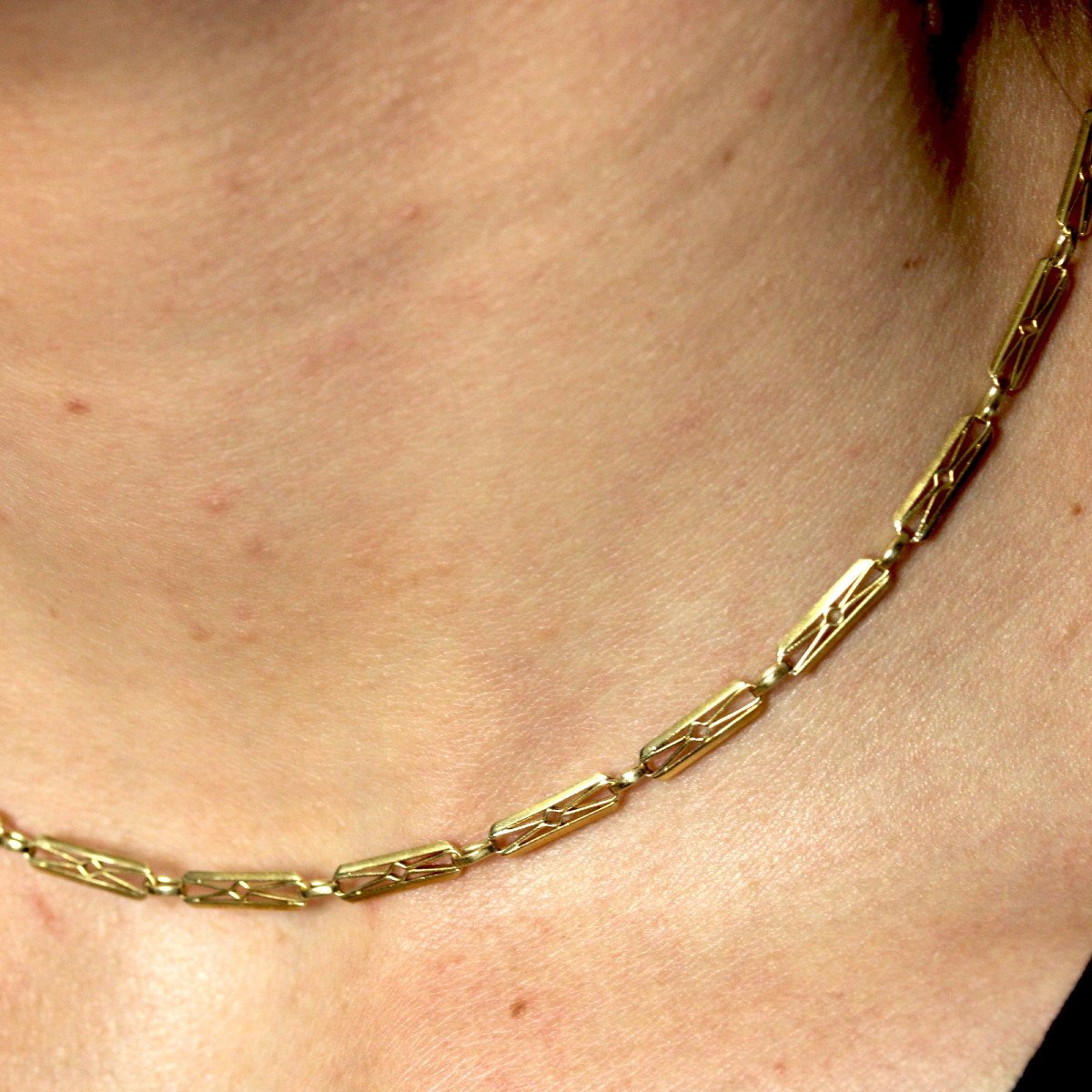 Yellow Gold Watch Chain Choker-photo-6