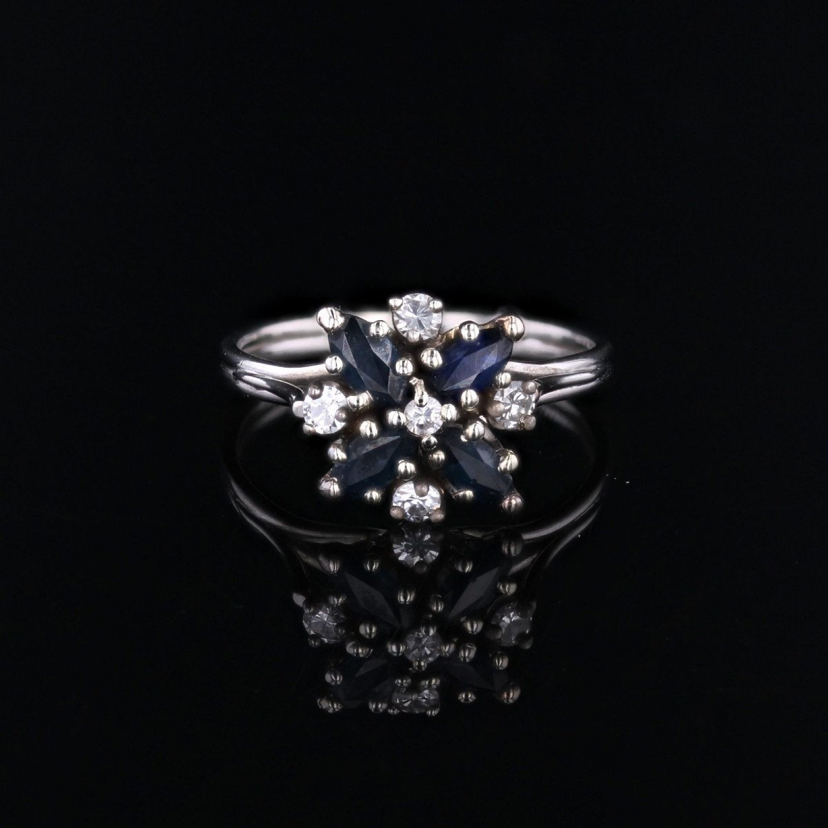 Vintage Sapphire Diamond Snowflake Ring-photo-1