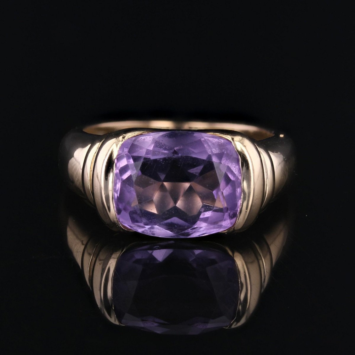 Yellow Gold And Amethyst Bangle Ring-photo-1