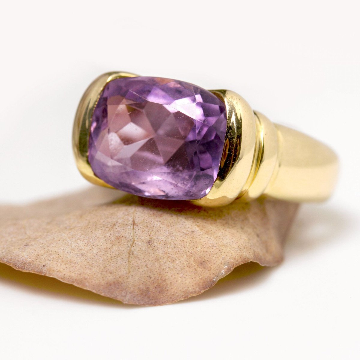 Yellow Gold And Amethyst Bangle Ring-photo-4