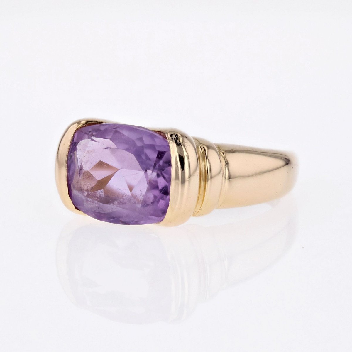 Yellow Gold And Amethyst Bangle Ring-photo-5