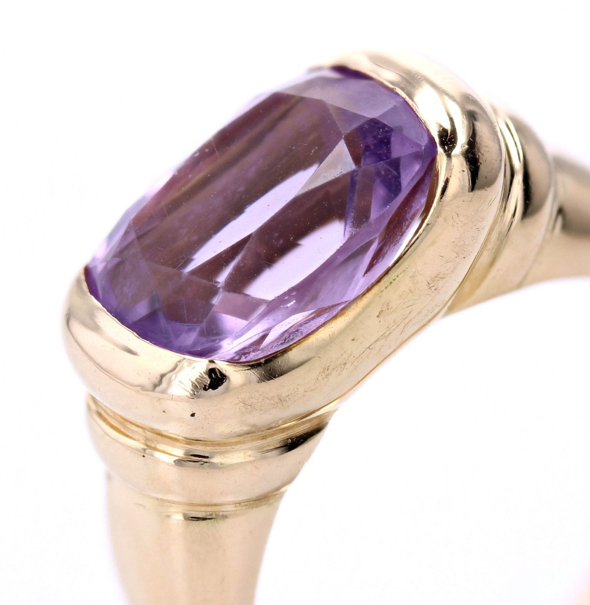 Yellow Gold And Amethyst Bangle Ring-photo-6