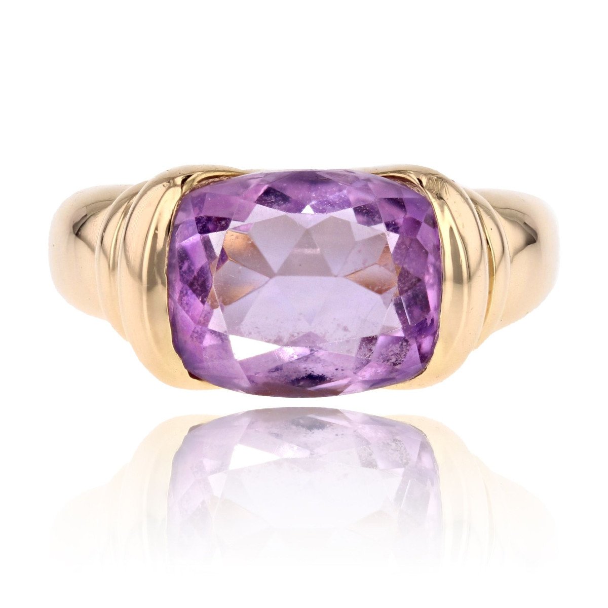 Yellow Gold And Amethyst Bangle Ring