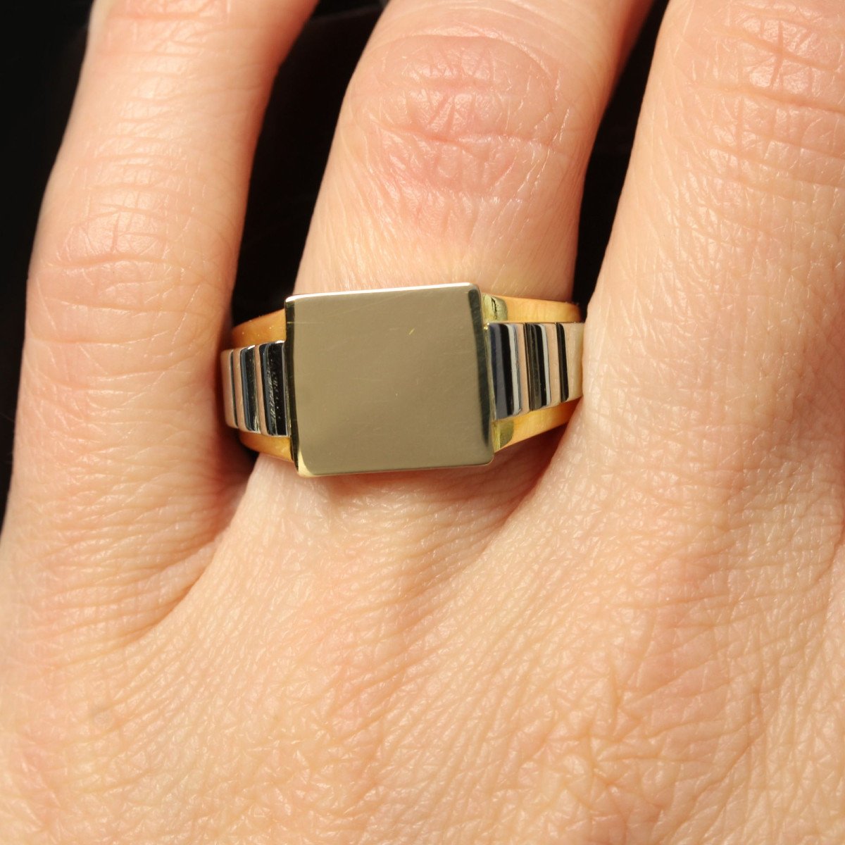 Art Deco Signet Ring To Engrave Gold And Platinum-photo-2