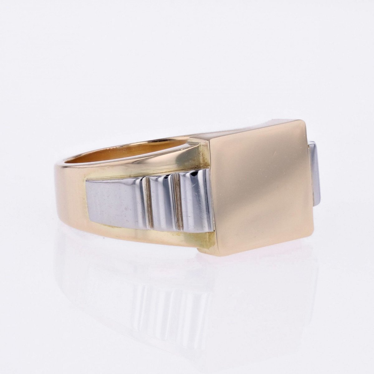 Art Deco Signet Ring To Engrave Gold And Platinum-photo-6