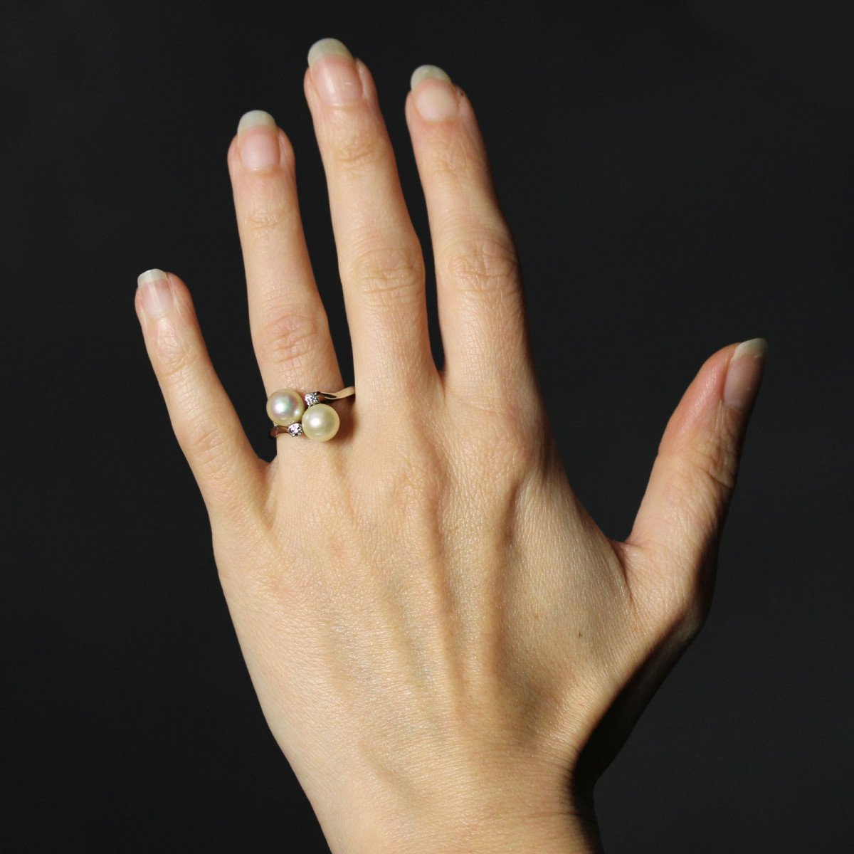 Bague Duo De Perles De Culture Et Diamants-photo-2