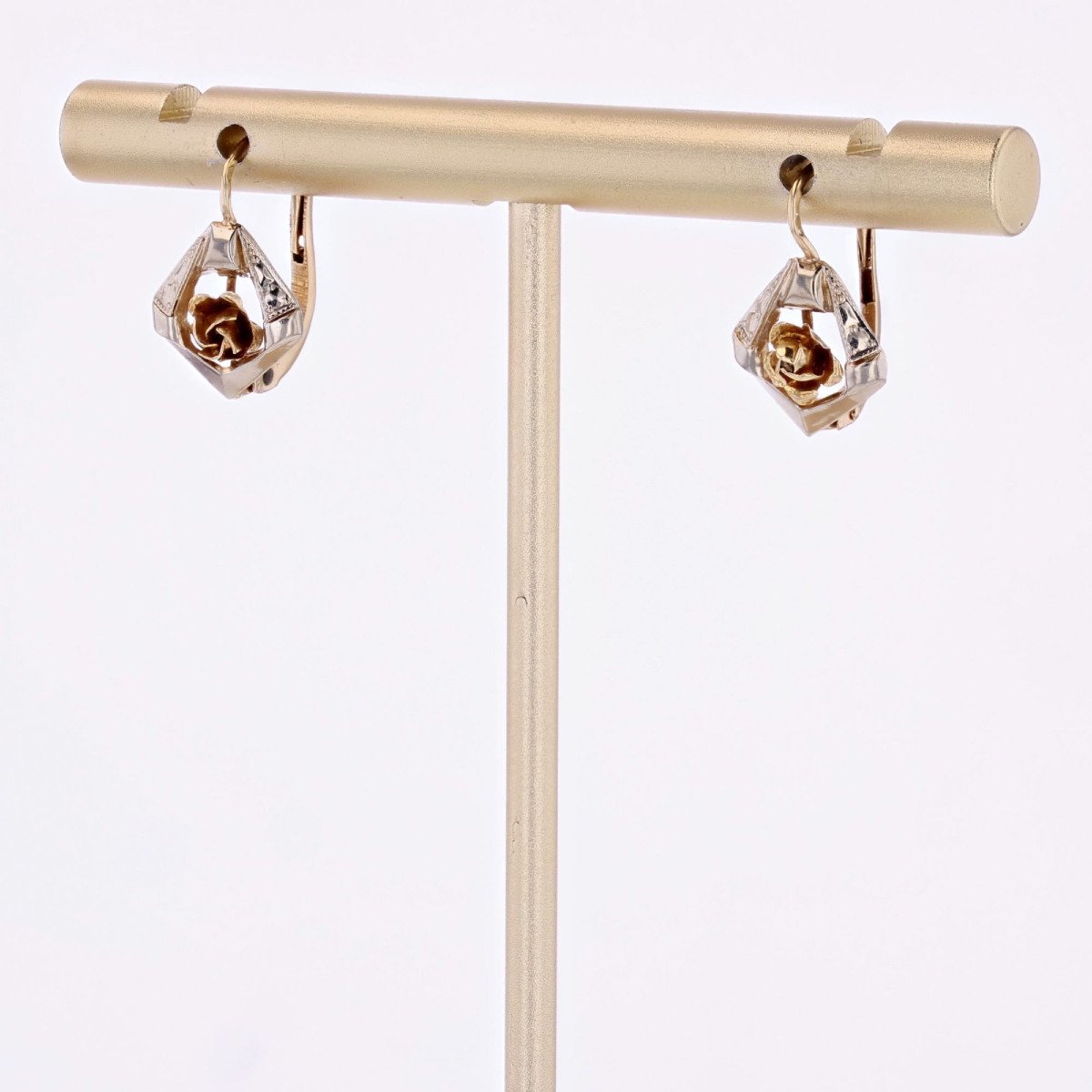 Two-tone Rose Gold Sleeper Earrings-photo-1