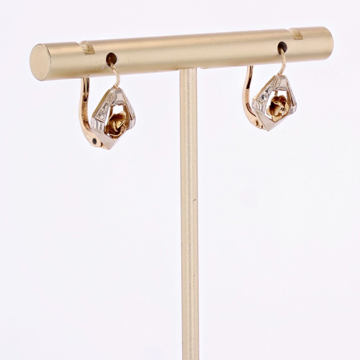 Two-tone Rose Gold Sleeper Earrings-photo-2