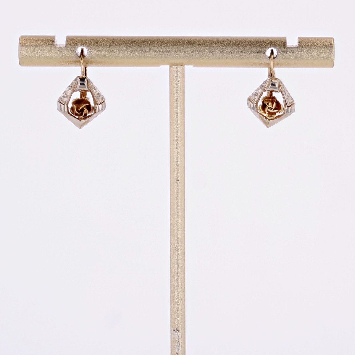 Two-tone Rose Gold Sleeper Earrings-photo-5