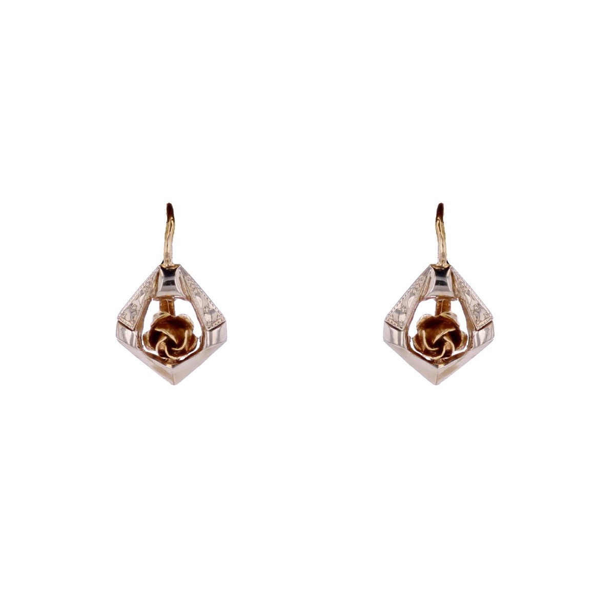 Two-tone Rose Gold Sleeper Earrings