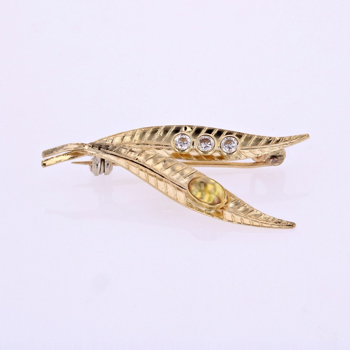 Double Leaf Gold Brooch-photo-4