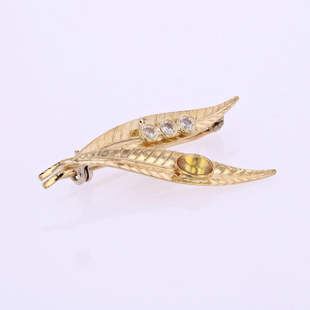 Double Leaf Gold Brooch-photo-5