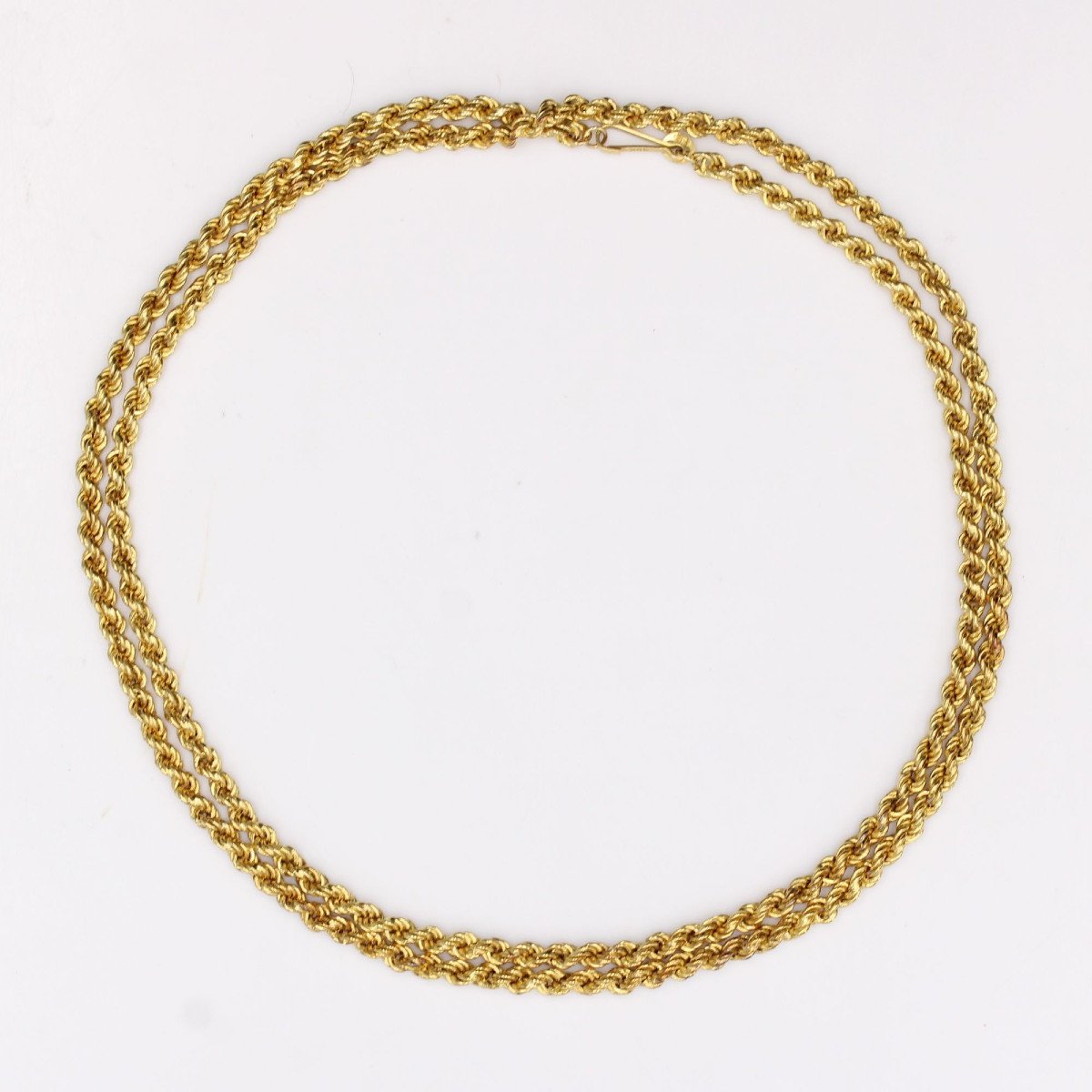 Yellow Gold Long Twisted Mesh Necklace-photo-3