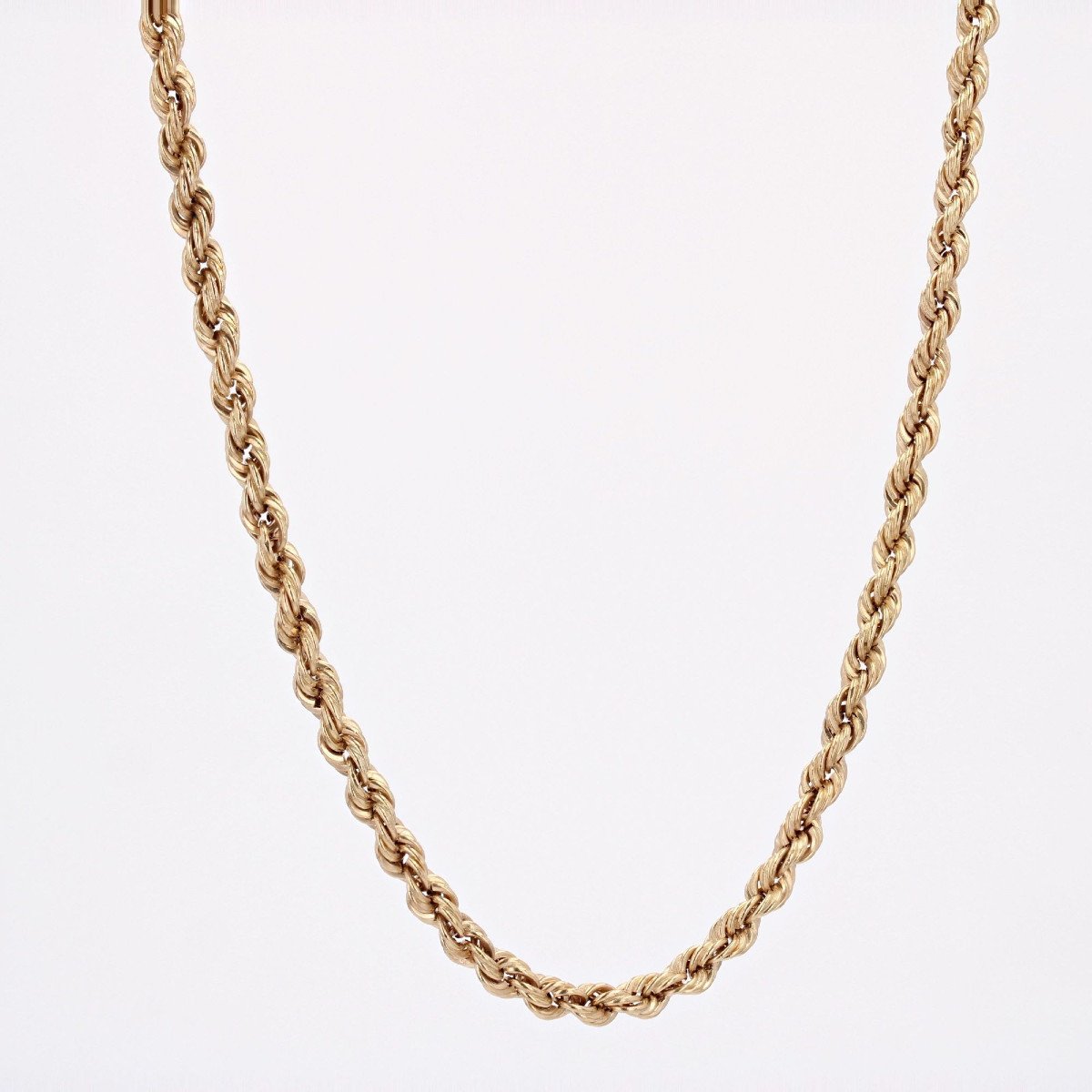 Yellow Gold Long Twisted Mesh Necklace-photo-4