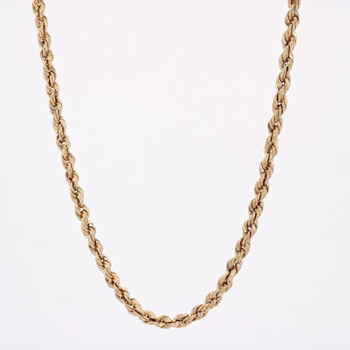 Yellow Gold Long Twisted Mesh Necklace-photo-3