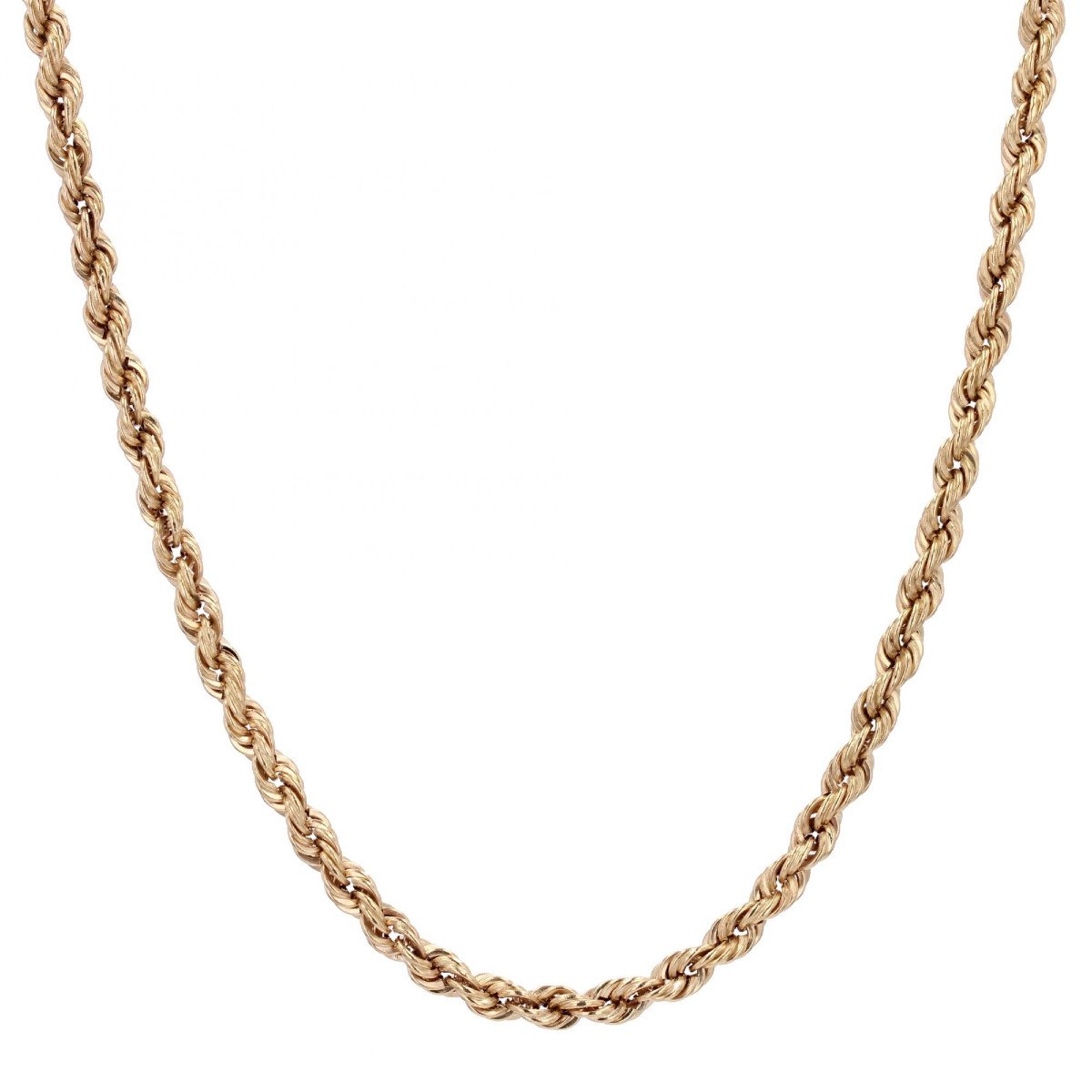 Yellow Gold Long Twisted Mesh Necklace