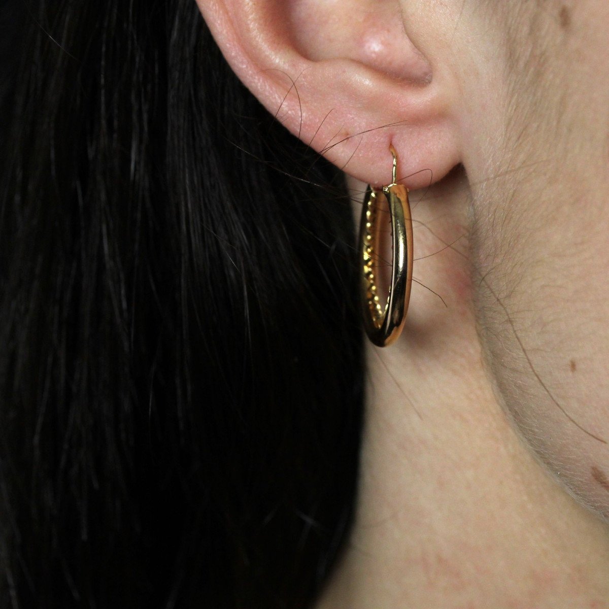 Rose Gold Hoop Earrings-photo-3