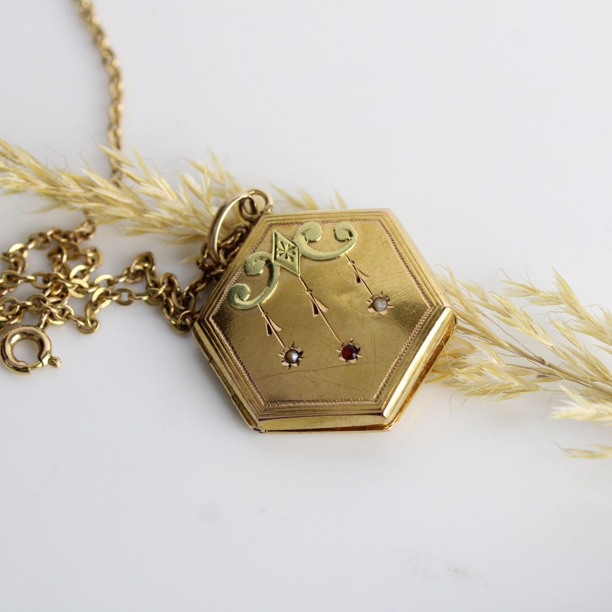 Pendentif Médaillon Ancien Hexagonal-photo-3