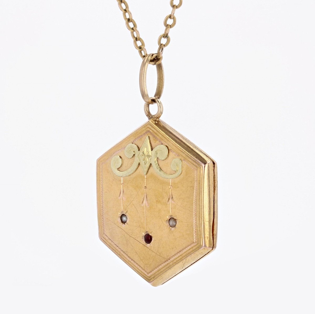 Pendentif Médaillon Ancien Hexagonal-photo-4