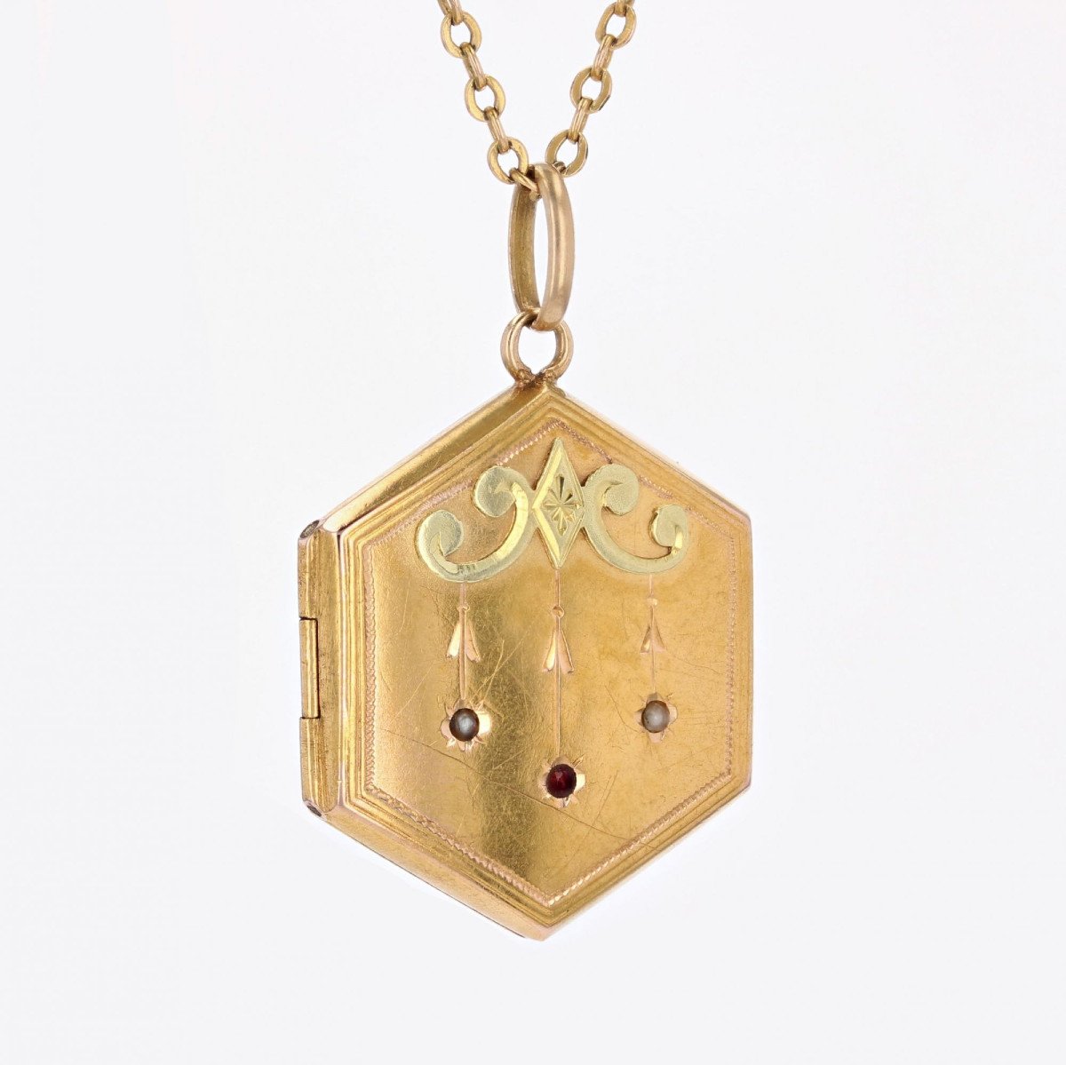 Pendentif Médaillon Ancien Hexagonal-photo-1