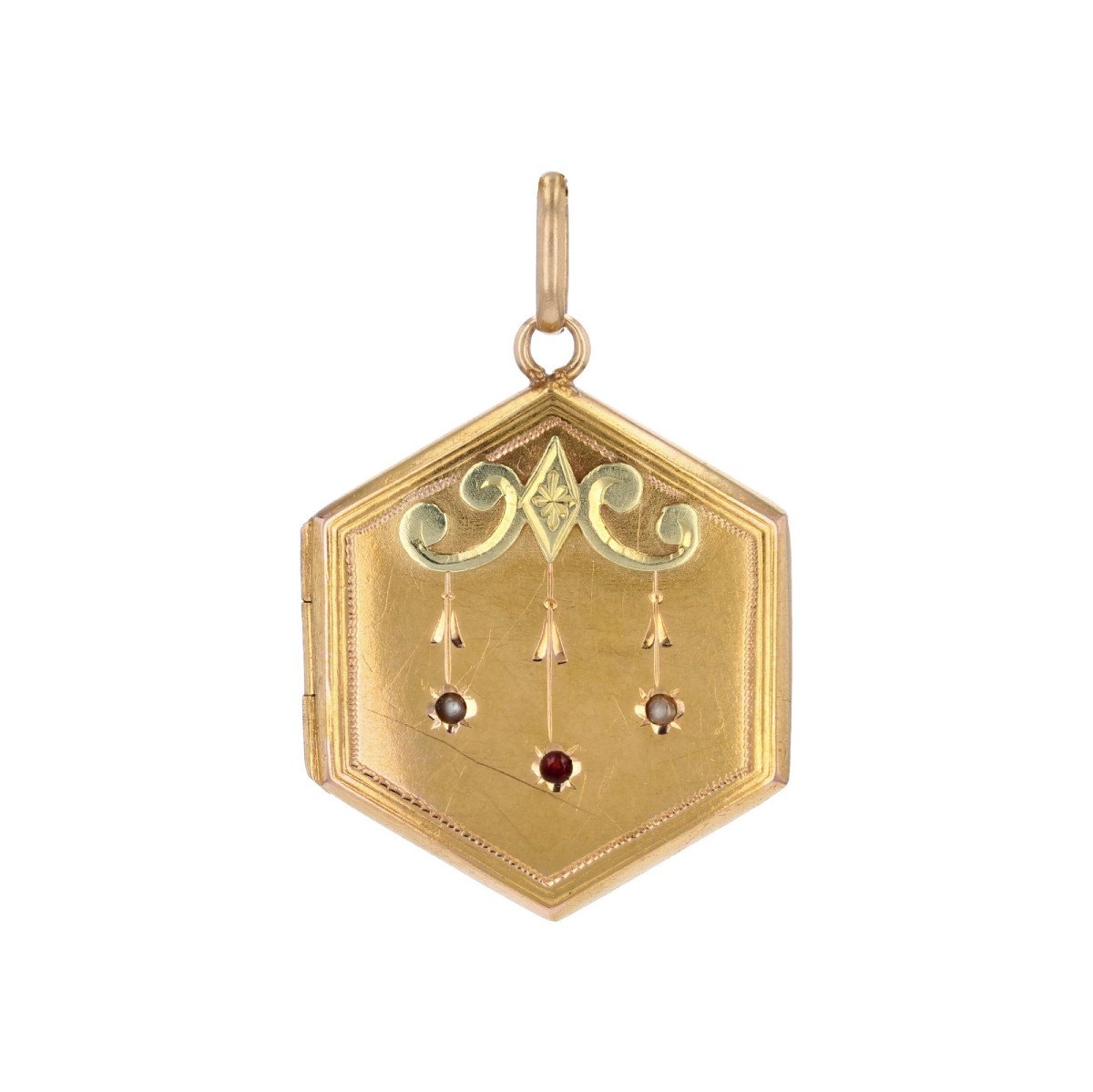 Pendentif Médaillon Ancien Hexagonal