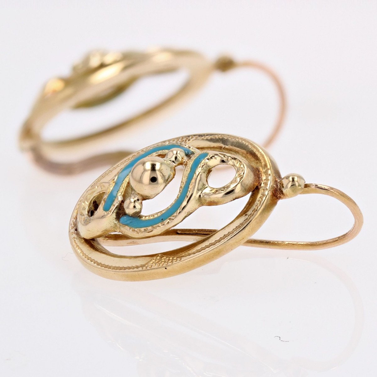 Antique Gold And Enamel Sleeper Earrings-photo-4