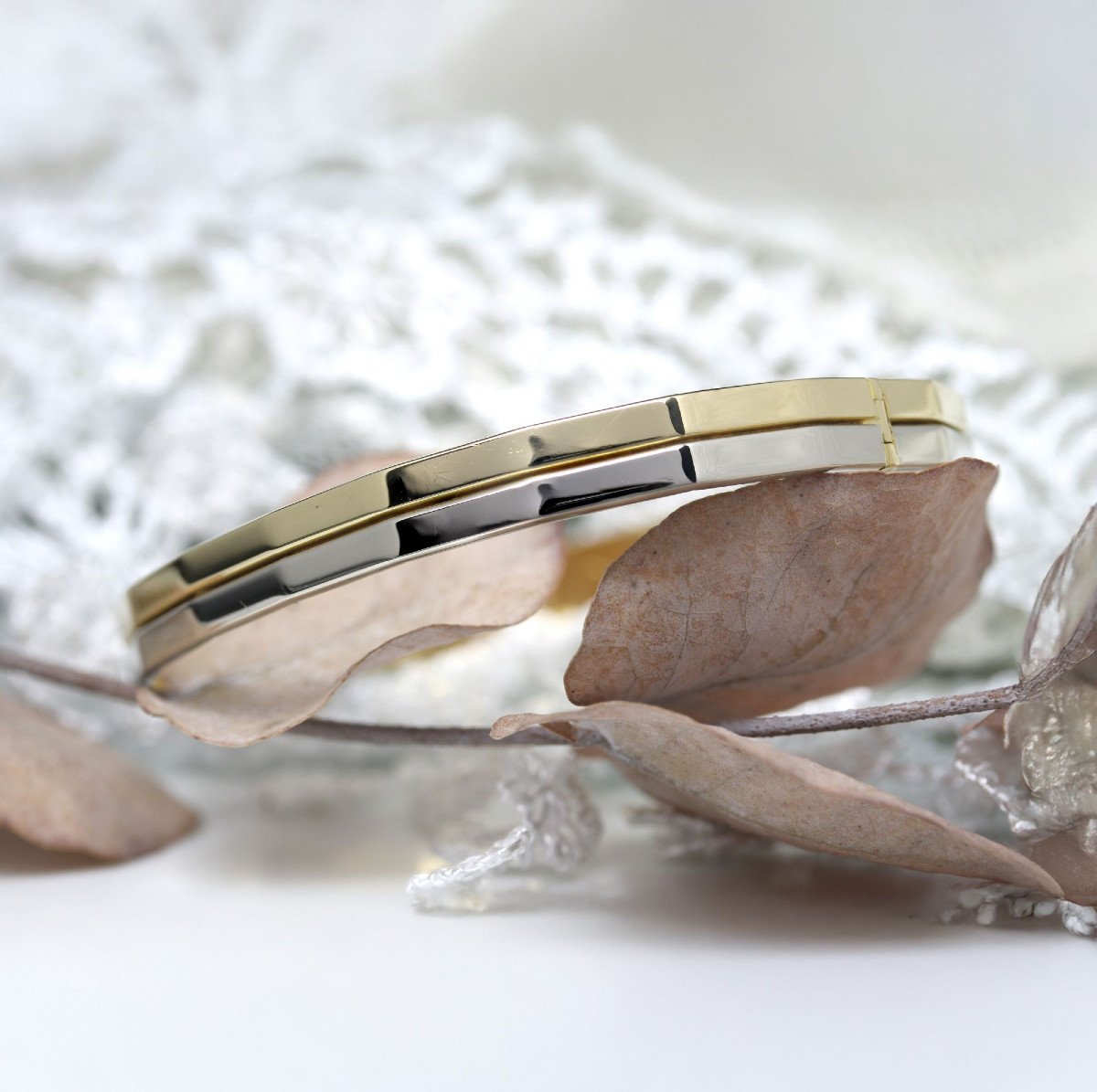 White Gold Yellow Gold Geometric Bracelet-photo-3