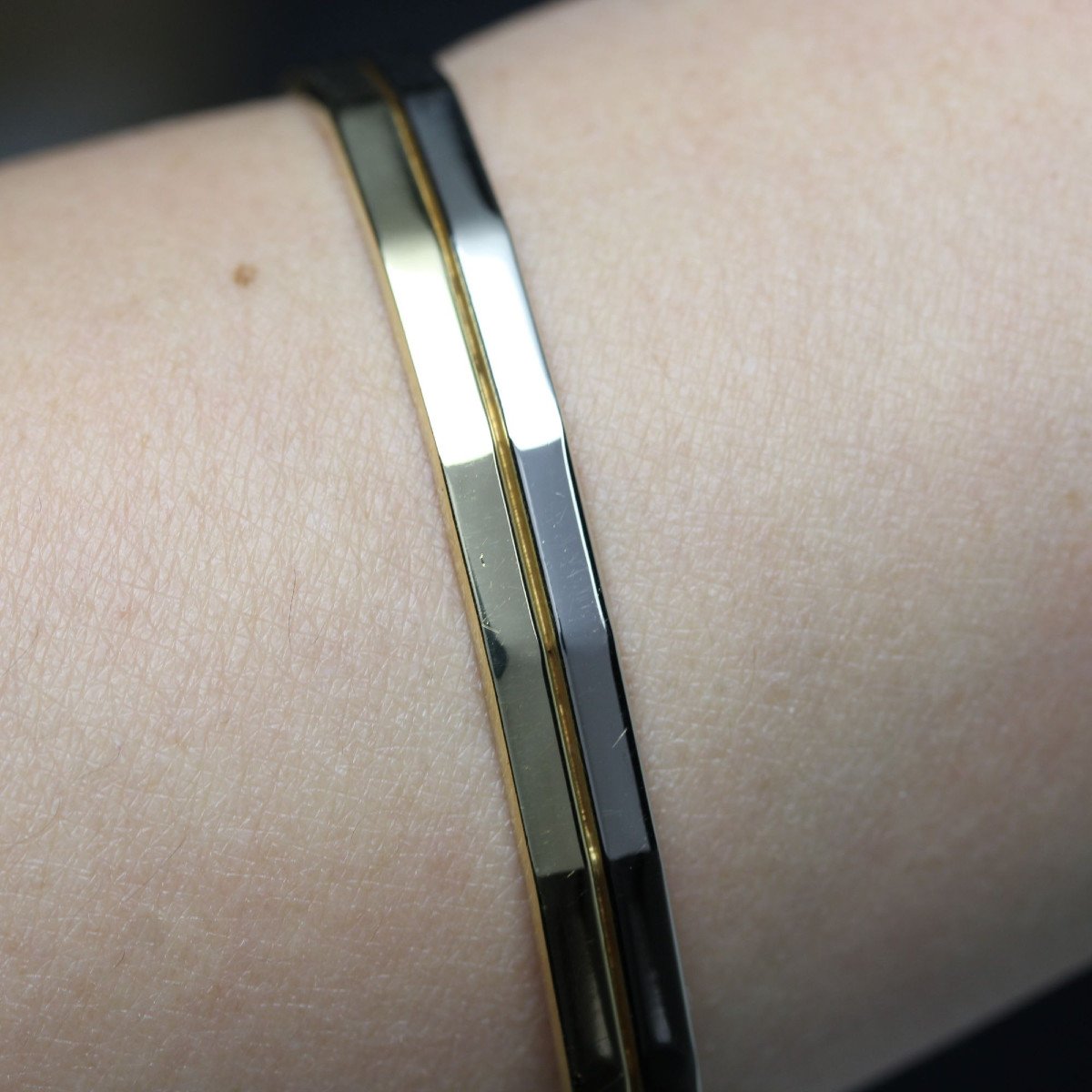 White Gold Yellow Gold Geometric Bracelet-photo-3