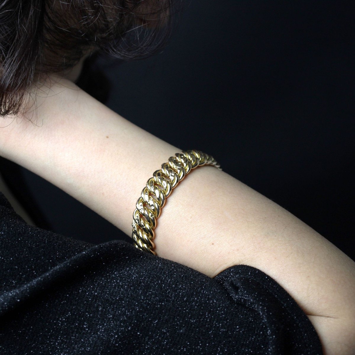 Bracelet Or Jaune Maille Américaine-photo-2