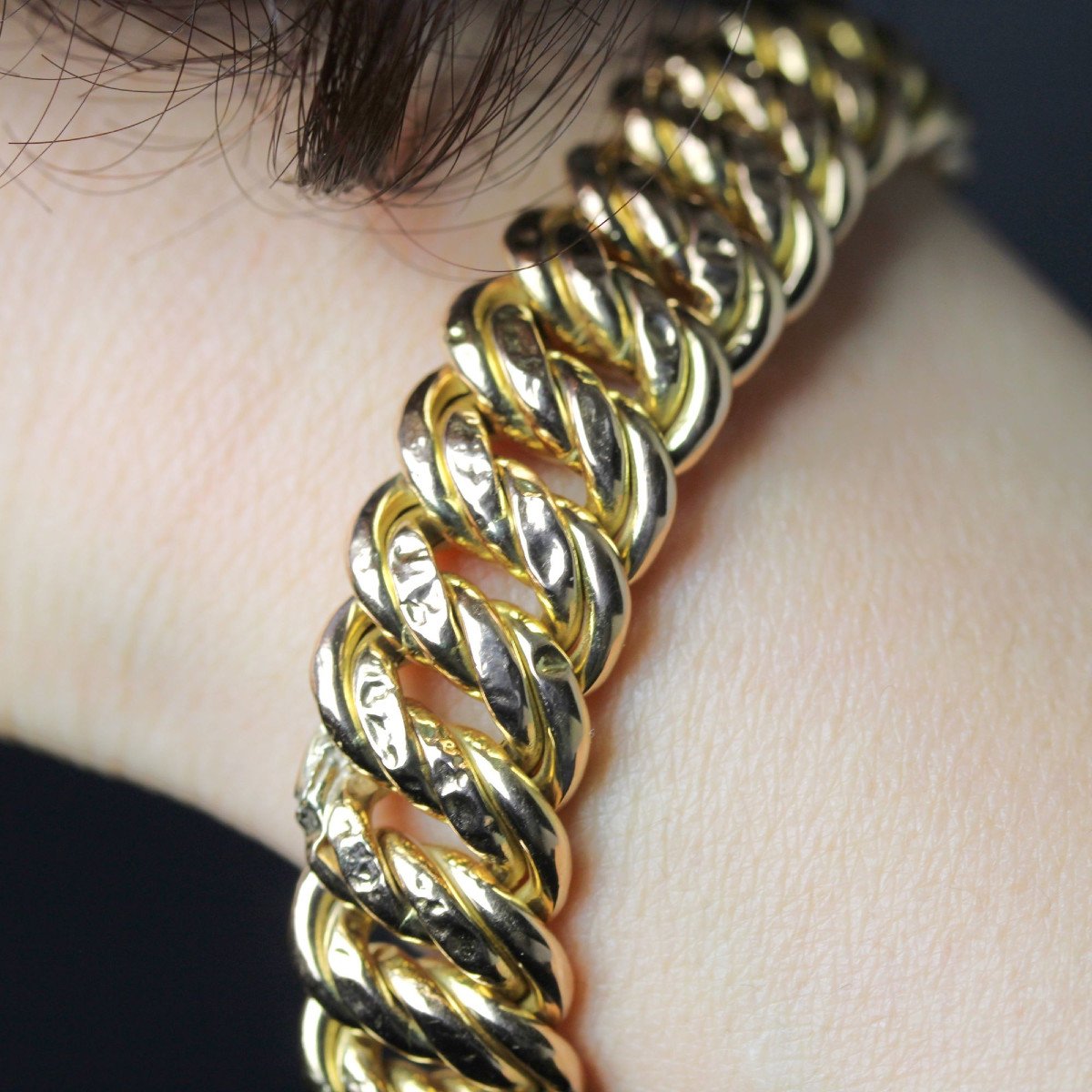 Bracelet Or Jaune Maille Américaine-photo-4