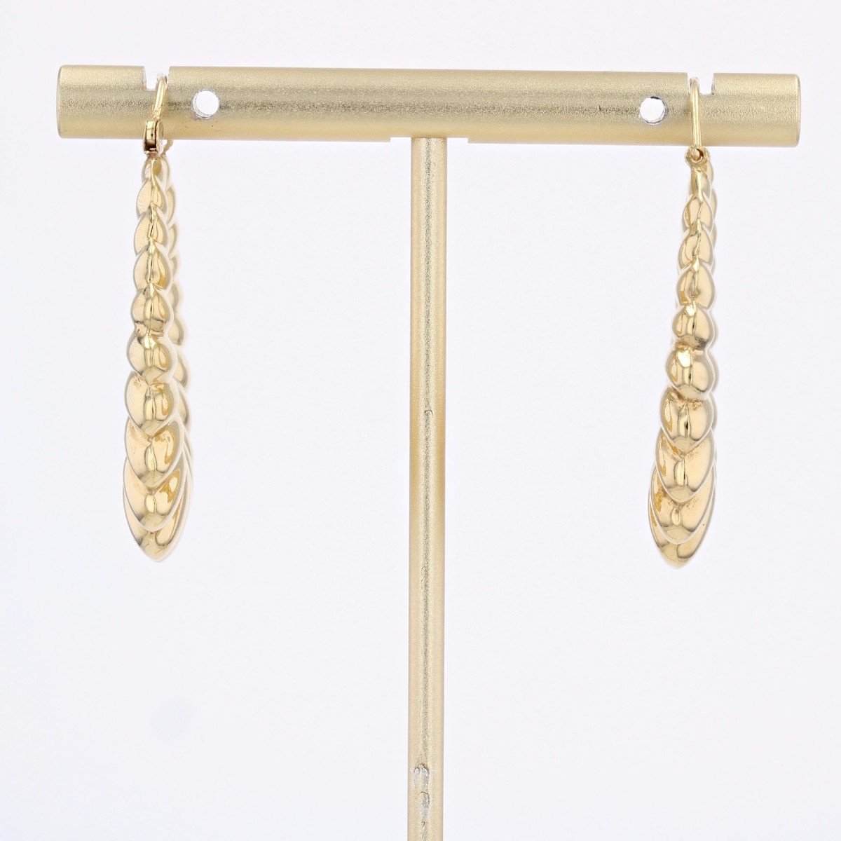 Large Creole Earrings In Yellow Gold With Godronné-photo-6