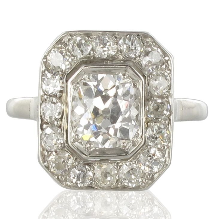 Diamond Platinum Art Deco Ring-photo-7