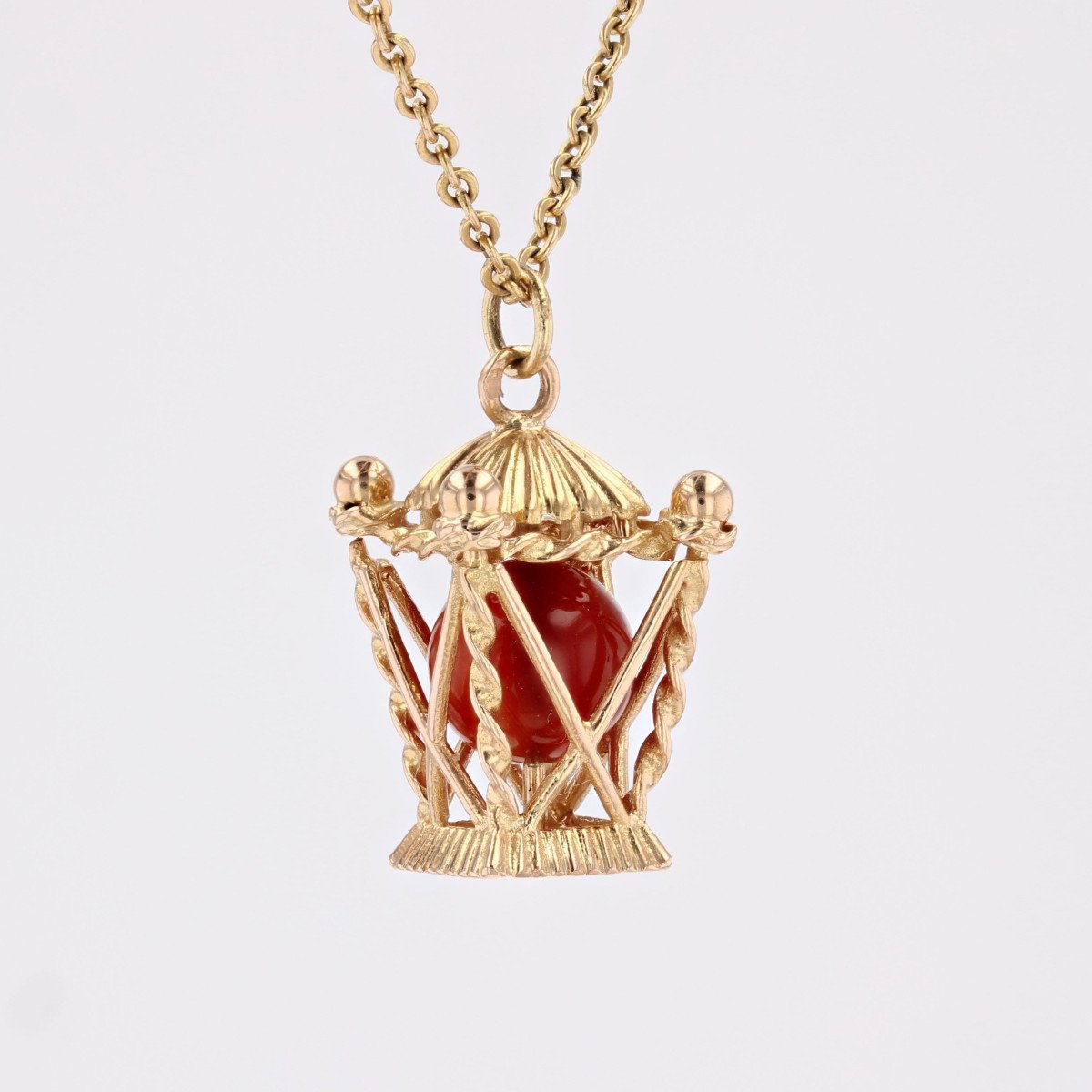 Gold Carnelian Pagoda Pendant-photo-4