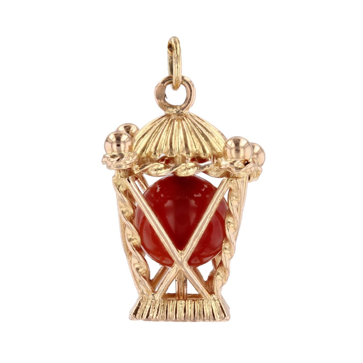 Gold Carnelian Pagoda Pendant