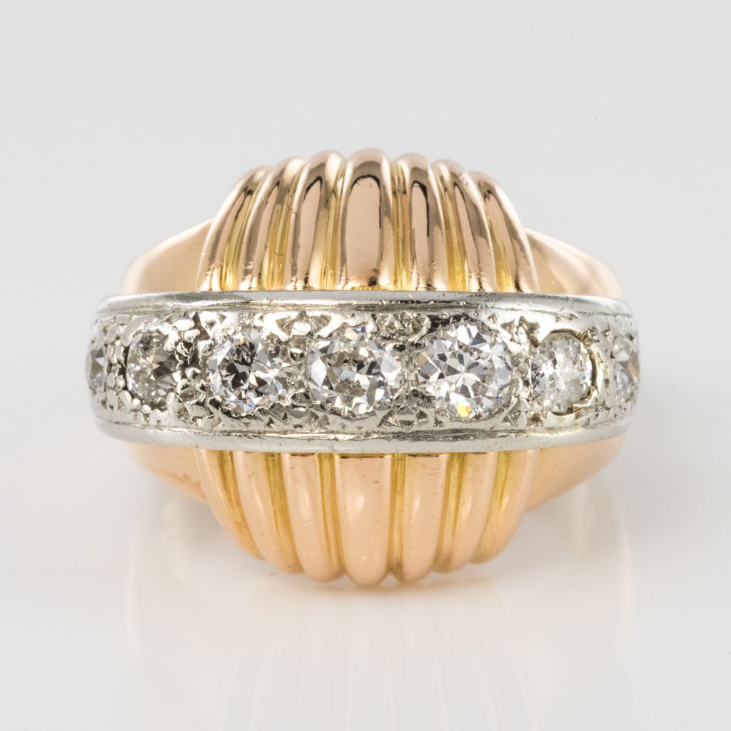 Vintage Diamonds Ring In Godrons-photo-4