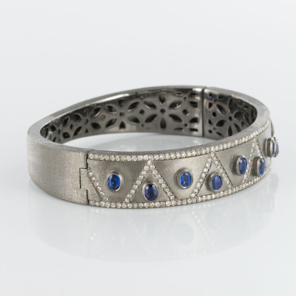 Bracelet Argent Diamants Et Cyanites-photo-1