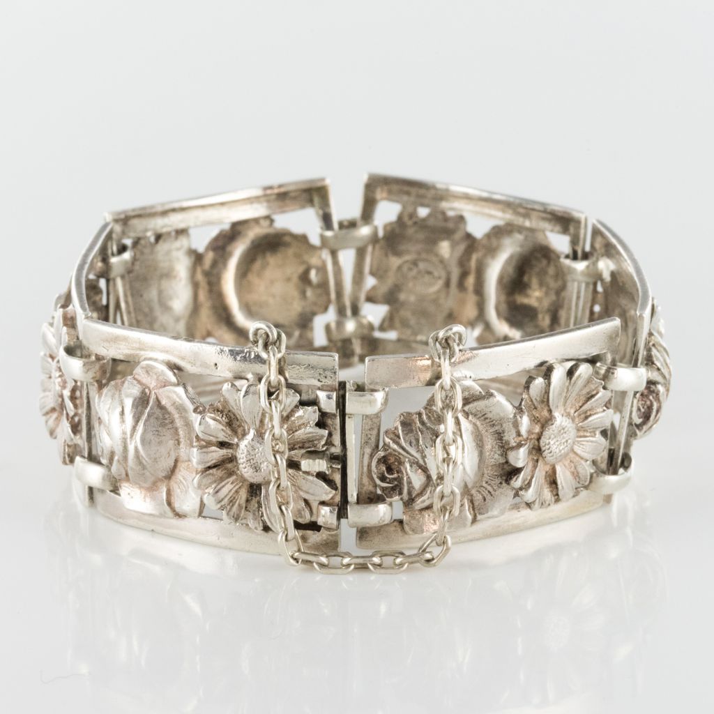 Old Silver Flowers Bracelet-photo-1