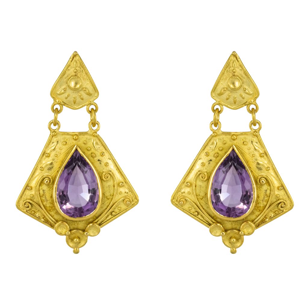 Pendants d'Oreilles Or Améthystes