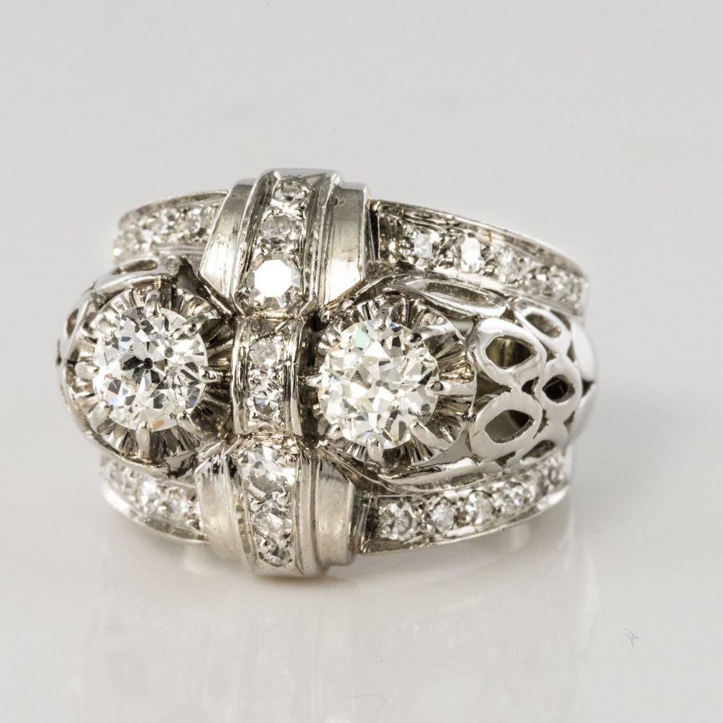 Platinum Diamonds Art Deco Ring-photo-3