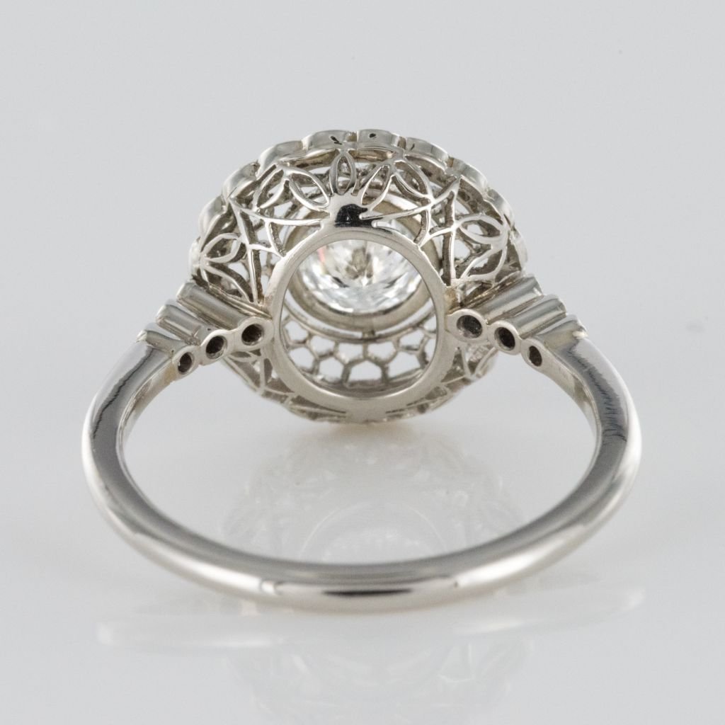 Bague Ronde Dentelle De Platine Et Diamants-photo-6